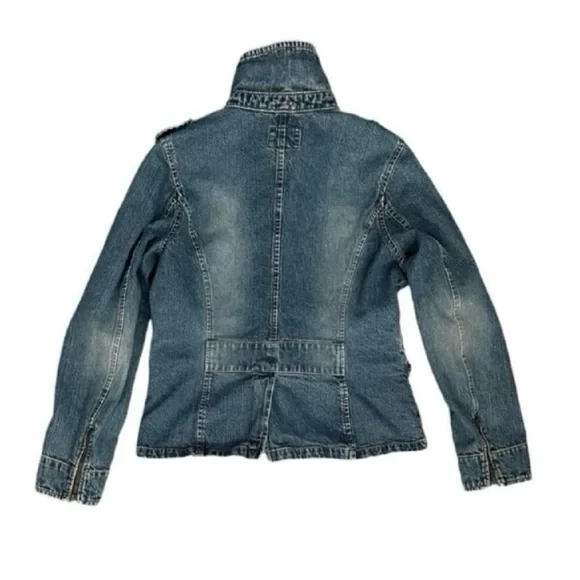 Vintage Early 2000s Cargo Pocket Denim Jean Jacket Women's Size L - Picture 2 of 10